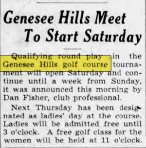 Genesee Hills Golf Course - Jul 26 1935 Article